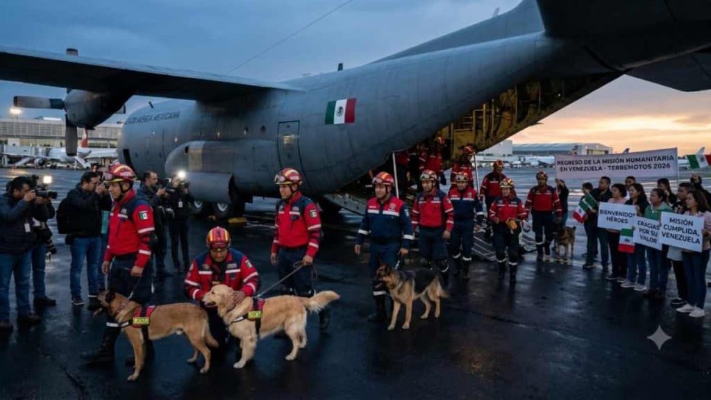 Rescatistas humanos de la Cruz Roja Mexicana regresan de Venezuela