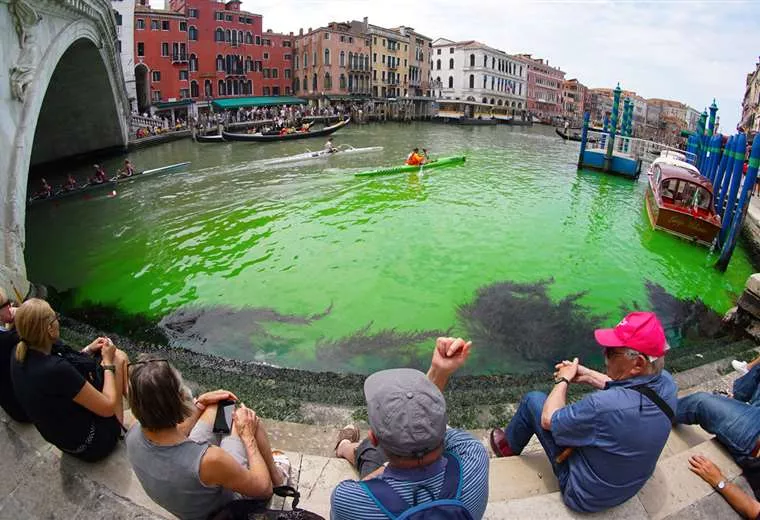 VERDE FOSFORESCENTE | ¡Así se tiñeron las aguas del Gran Canal de Venecia!