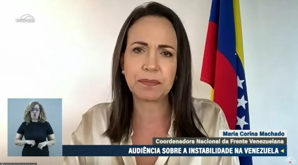 María Corina Machado desde el Senado de Brasil