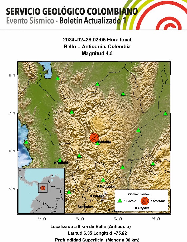 Colombia | Sismo de 4,0 en el departamento de Antioquia no dejó daños