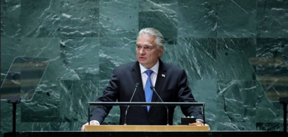 Costa Rica's Foreign Minister Arnoldo Andre Tinoco addresses the 78th United Nations General Assembly at UN headquarters in New York City on September 22, 2023.