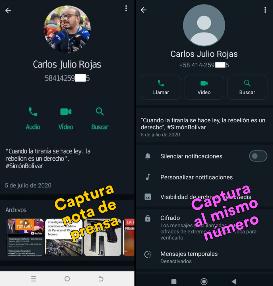 Chats entre Carlos Julio Rojas y Ostos fueron manipulados, según Cazadores de Fake News